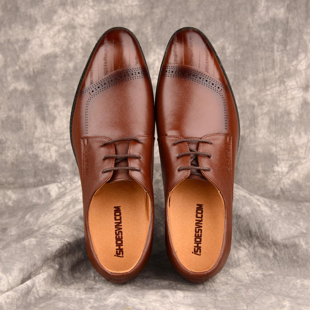 Giày Nam Công sở Buộc Dây Tăng Chiều Cao da bò thật ISHOESVN IS430