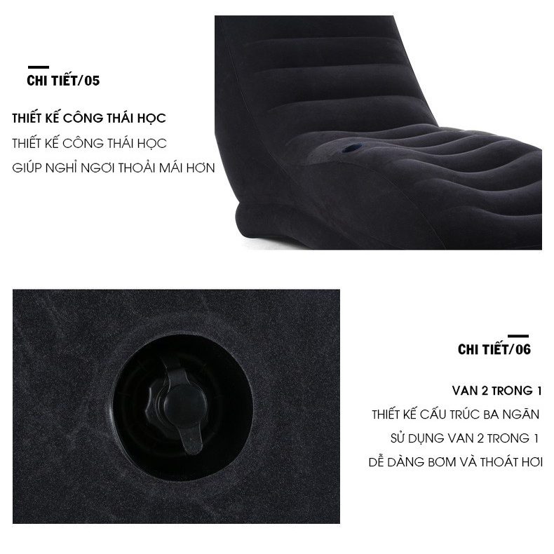 Ghế hơi tựa lưng Intex cao cấp 68595 - Kèm bơm điện