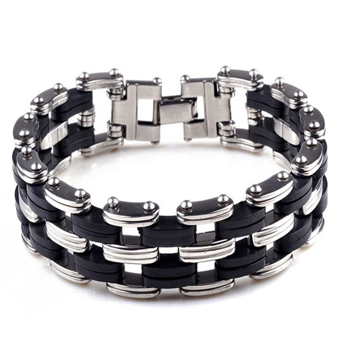 Vòng tay nam titatium không đen BHLT84