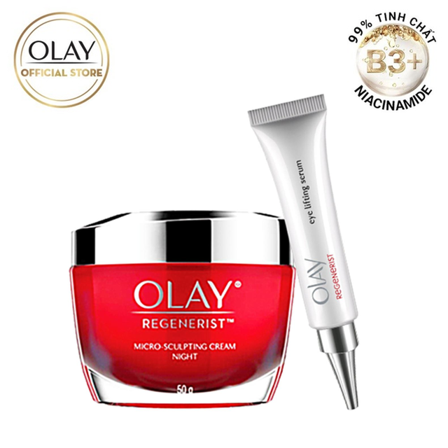 Combo 2 sản phẩm Tái Tạo Da Lão Hóa Olay Regenerist: 1 Kem Dưỡng Da Ban Đêm 50g + 1 Serum mắt 15ml