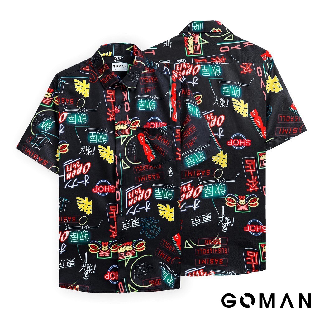 Áo sơ mi nam họa tiết GOMAN vải Lụa thoáng mát, không nhăn form suông SM005 |new arrival 2021|