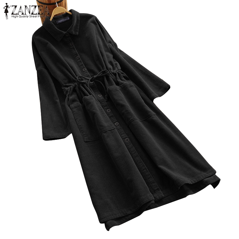 ZANZEA Đầm nhung kẻ phong cách cổ điển kích thước lớn thời trang cho nữ | BigBuy360 - bigbuy360.vn