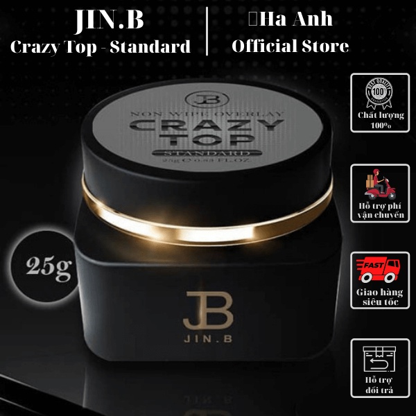 Jin.B Sơn Gel Top Bóng cường lực cao cấp Hàn quốc, Crazy Top Gel Trong suốt, đậm đặc trung bình Chống trầy 25Gr