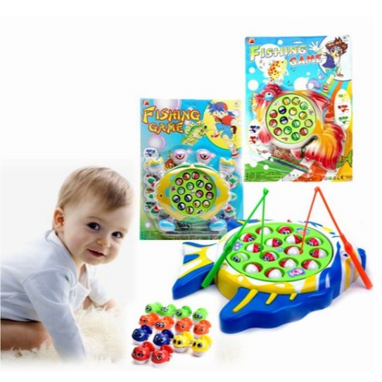 Đồ chơi câu cá điện trẻ em 15 con cá, 3 cần câu nam châm, phù hợp cho bé 2 - 6 tuổi, tặng kèm pin AA