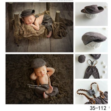 Set trang phục chụp hình cho bé studio nghệ thuật combo gồm 2 mũ + 1 yếm dài