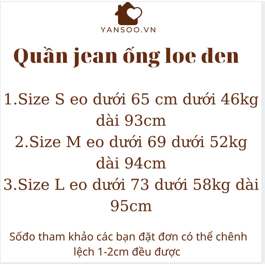 Quần jean nữ ống loe đen cắt gấu ,quần bò nữ đen cạp cao ống leo phong cách Hàn Quốc ( video thật) YANSOO