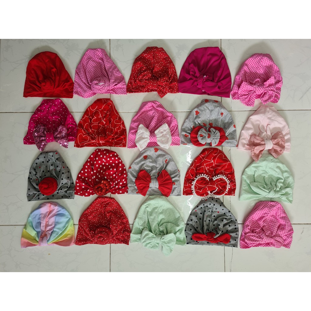 Set 3 Nón/ mũ Turban kiểu Ấn nhiều màu cho bé (7-12kg)