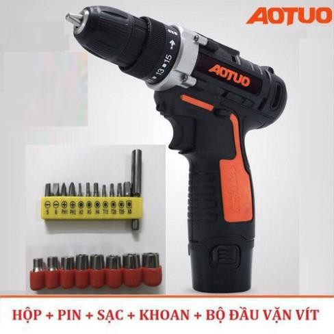 Máy khoan vặn vít không dây Aotuo – máy khoan chạy pin 12V thiết kế bền bỉ và chắc chắn, hiệu suất cao