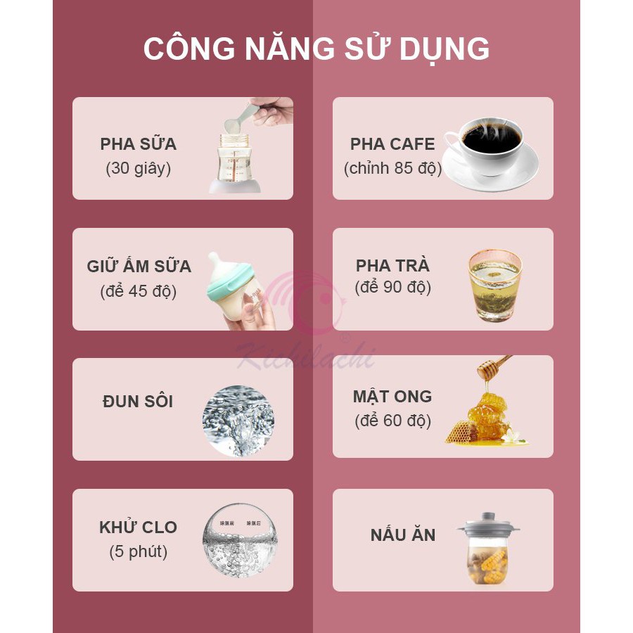 Máy hâm sữa Kichilachi tiệt trùng bằng hơi nước 6in1 Mamicare MC2001