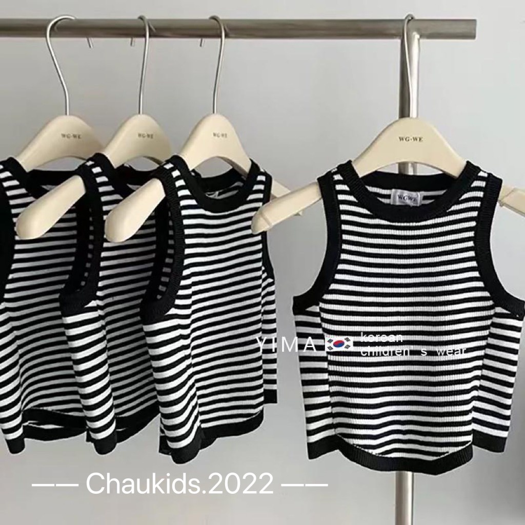 Áo bé gái, áo sát nách kẻ ngang bo viền chất zip Hàn siêu đẹp cho bé