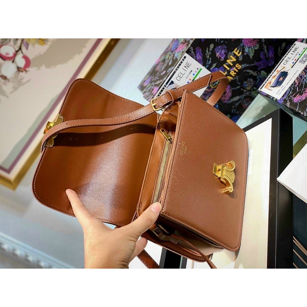 Túi Celine Medium Triomphe Da Thật 3 Ngăn size 22  C0L