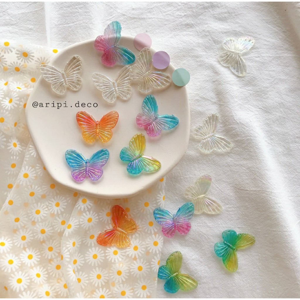 Charm bướm ánh hologram Hàn Quốc size to B101 /Nguyên liệu phụ kiện trang trí