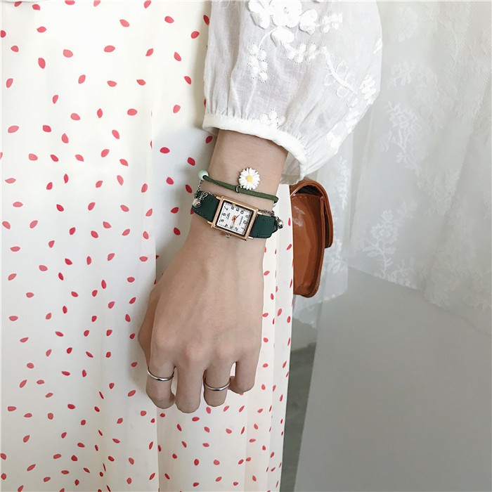 Đồng thồi trang nữ Gaiety dây da mềm êm tay, mặt chữ nhật chống trày xước tốt | BigBuy360 - bigbuy360.vn