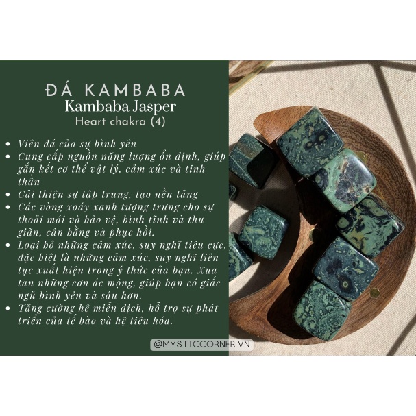 Viên đá thanh tẩy Kambaba Jasper Tumbled tự nhiên, dùng trong Reiki, Tarot Phong Thủy