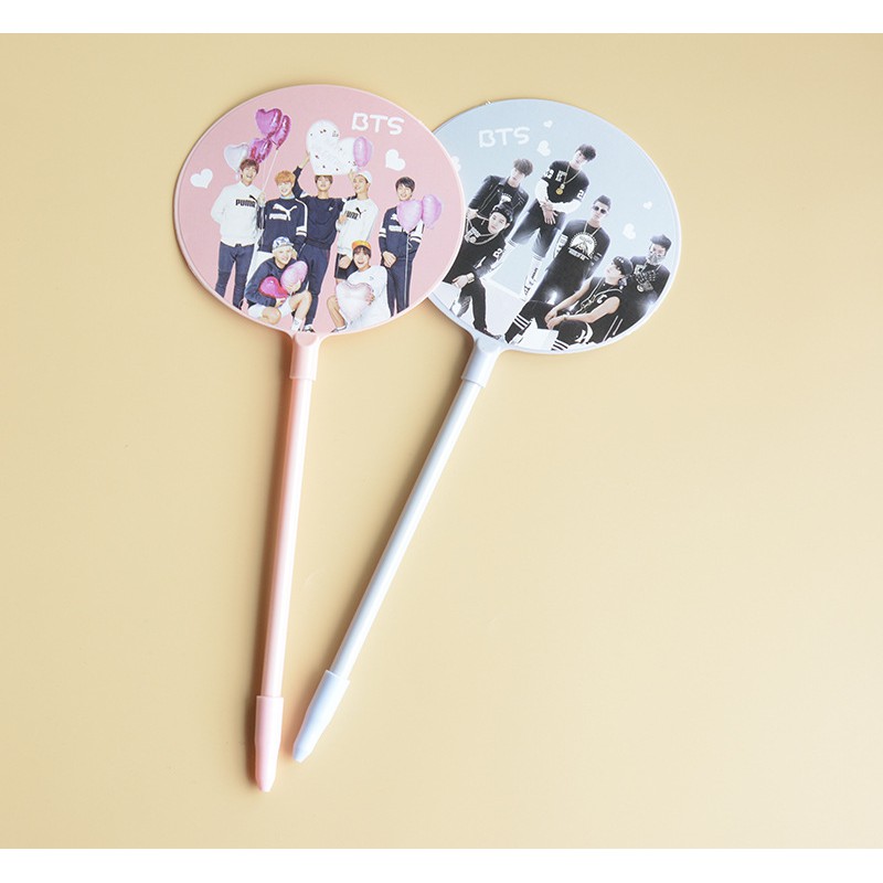 Bút quạt bts, siêu cute mực gel đen, có thể thay ngòi