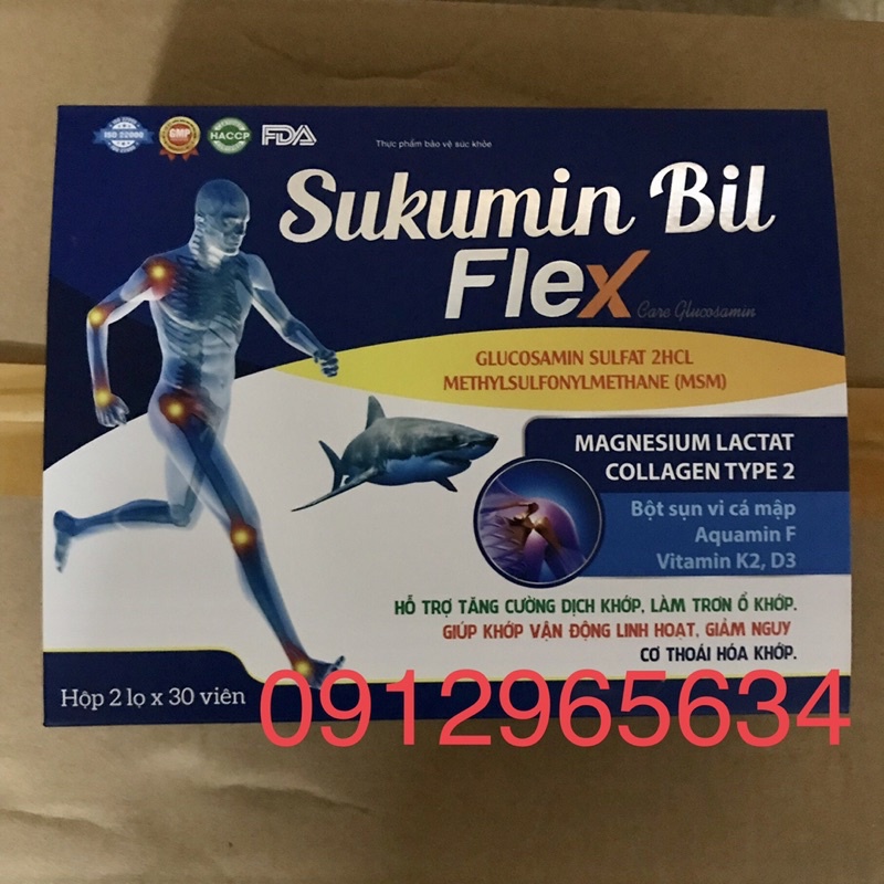 Viên uống Sukumin Bil Flex hỗ trợ xương khớp khoẻ mạnh chống thoái hoá cho gia đình 60 viên chính hãng