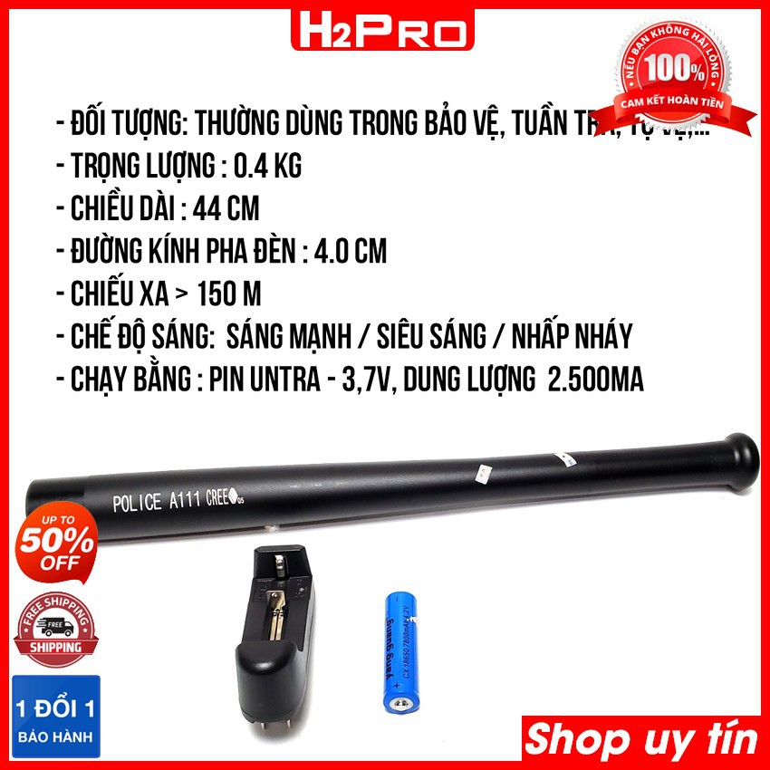 Đèn pin siêu sáng cầm tay A111 H2Pro, đèn pin led ánh sáng trắng-dài 44cm-chiếu xa trên 200m | WebRaoVat - webraovat.net.vn