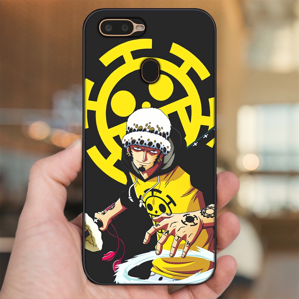 Ốp lưng Oppo A5S, A7, A12, F9 viền đen in hình Law One Piece