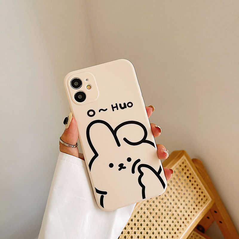 Ốp điện thoại TPU dẻo in hình gấu và thỏ đáng yêu cho iPhone 11 Pro Max X Xr Xs Max 7 8 Plus Se 2020 12 pro max 12 mini 13 pro max 13 mini