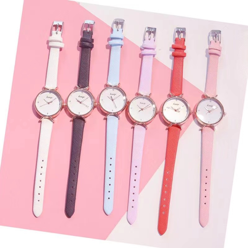 Đồng Hồ Quartz Nữ Mặt Đính Hột Xoàn Dây Da