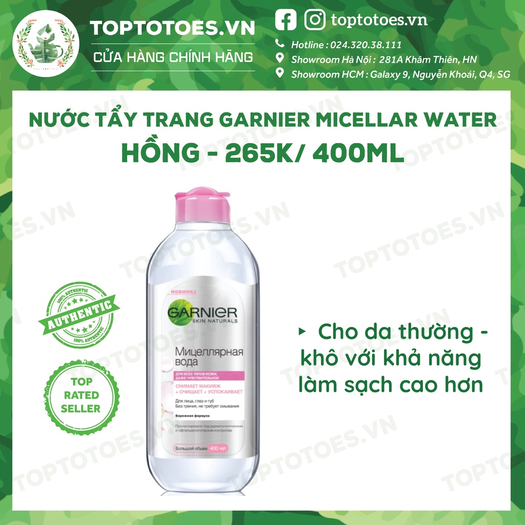 Nước tẩy trang Garnier Micellar Water tẩy sạch êm dịu cho mặt-mắt-môi 400ml