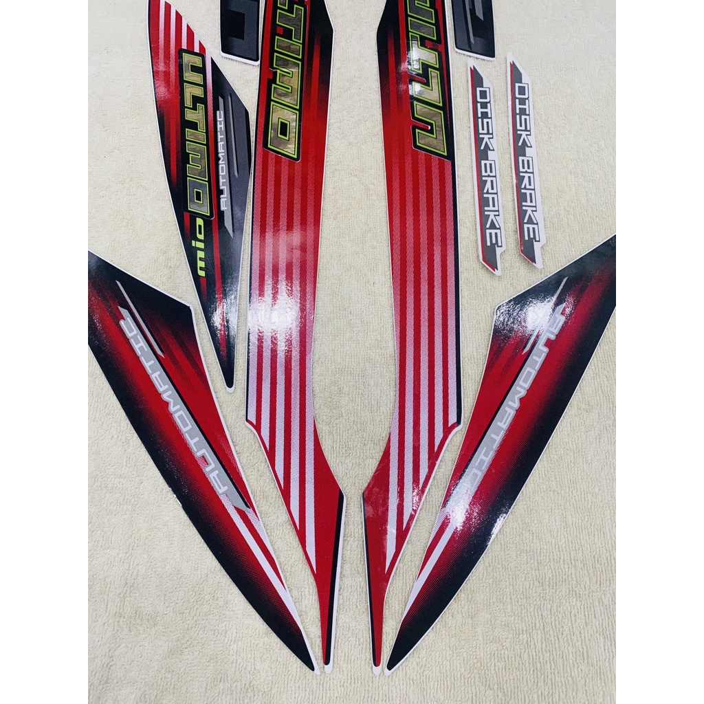 Bộ tem decal dán xe máy yamaha mio ultimo zin thái màu đỏ đen siêu đẹp