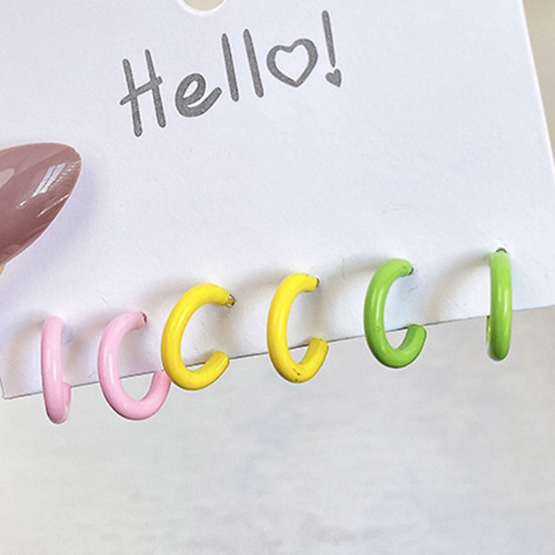 Bộ 3 Khuyên Tai Tròn Nhiều Màu Sắc Thời Trang Cho Nữ