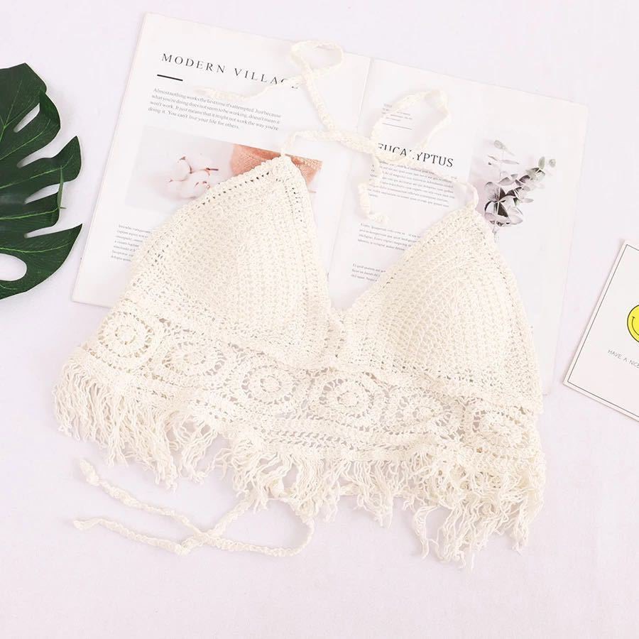 Set Đi Biển Len Móc 3 Món Có Bán Rời Bikini Đồ Đi Biển Đi BIển Áo Bra + Quần + Choàng B6506