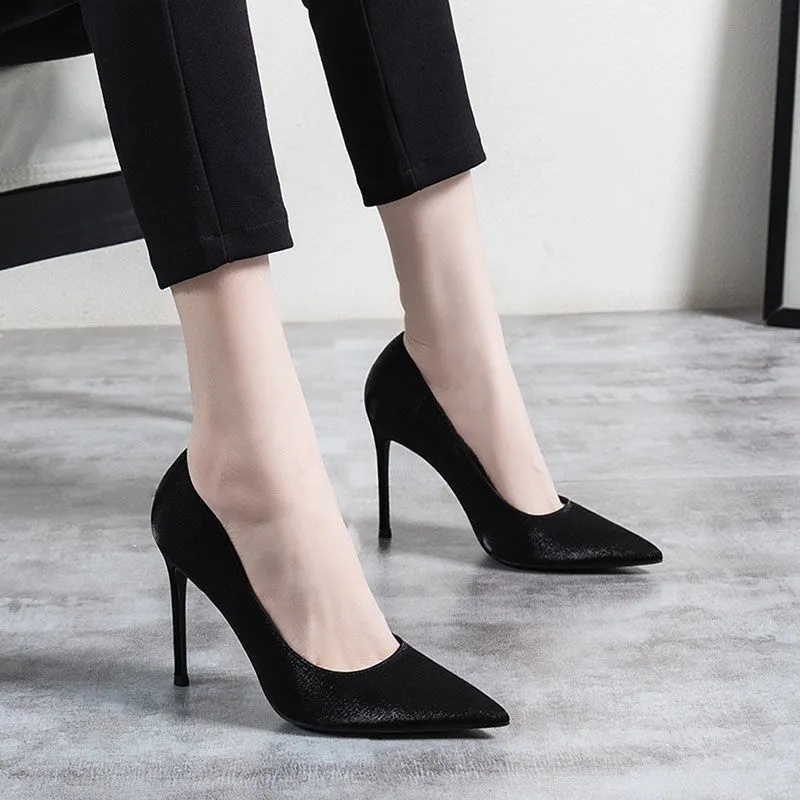 LANCESHOES Giày cao gót của phụ nữ mũi nhọn gót nhọn tính khí Pháp giày cưới cao gót