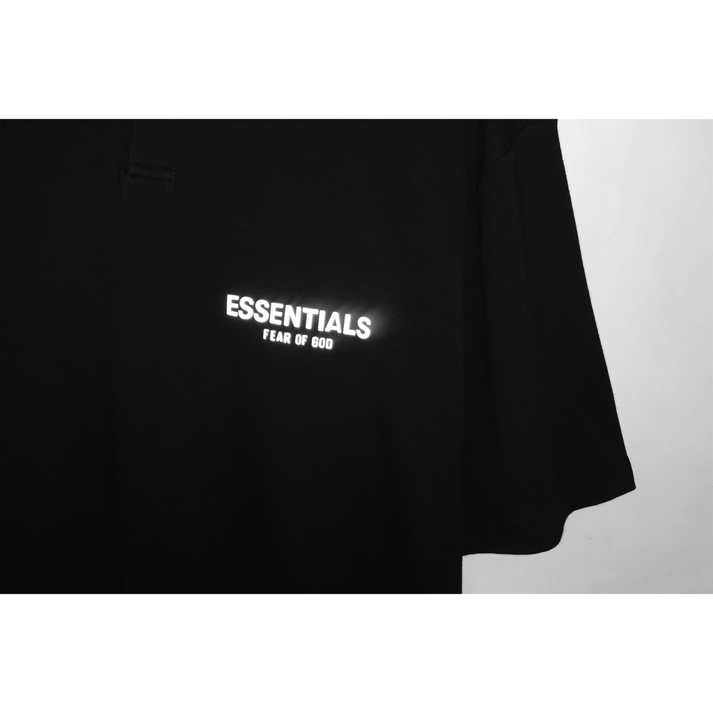 FEAR OF GOD ESSENTIALS Double-line FOG reflective loose letters POLO shirt short sleeves