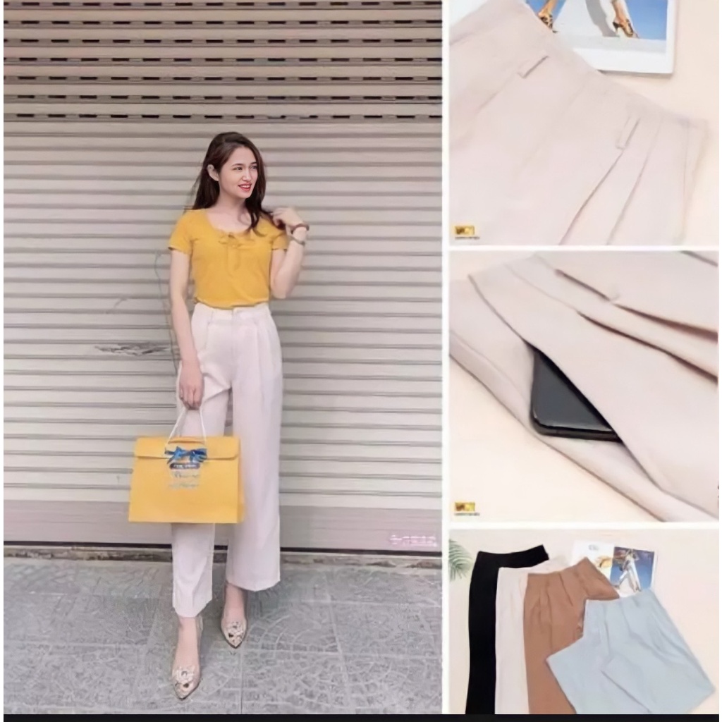 Quần ống xuông nữ TK FASHION vải rubi cạp liền 2 cúc co giãn kiểu mềm mại M108
