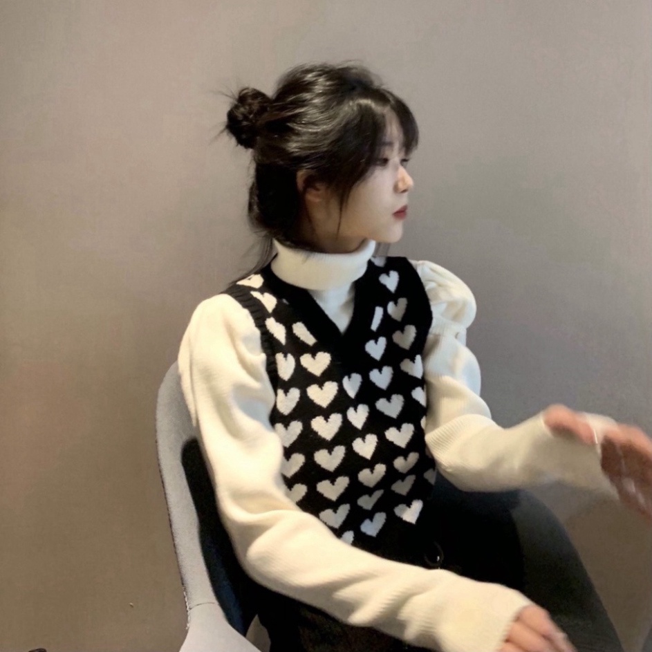 Gile Len Ulzzang Nữ Hàn Quốc, Áo Gile Len Dáng Vừa Họa Tiết Hình Trái Tim Cổ Chữ V HotTrend 2021 Cao Cấp | BigBuy360 - bigbuy360.vn