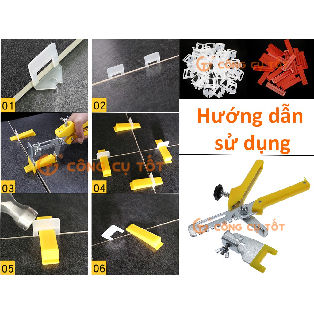 Combo 1 Kìm Ke+100 Ke Nêm+500 Ke Cân Bằng Ốp Lát Gạch-Size Tùy Chọn 1.0-1.5-2.0mm