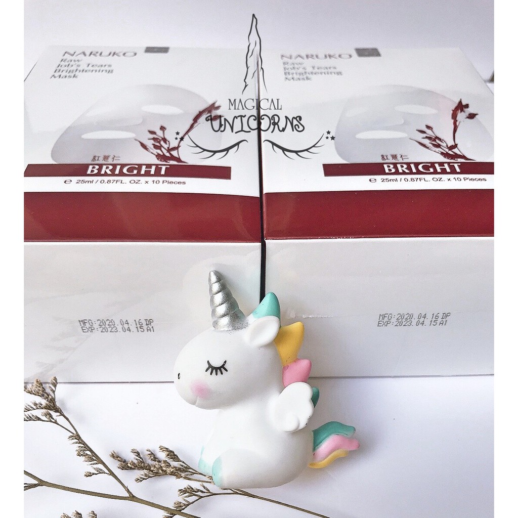 Hộp 10 miếng mặt nạ trắng sáng da NARUKO Ý dĩ nhân đỏ mới Raw Job’s Tears Brightening Mask