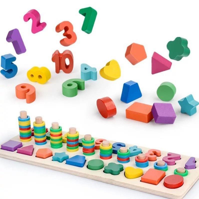 Bộ logic 3 dòng Montessori học đếm, số và hình khối