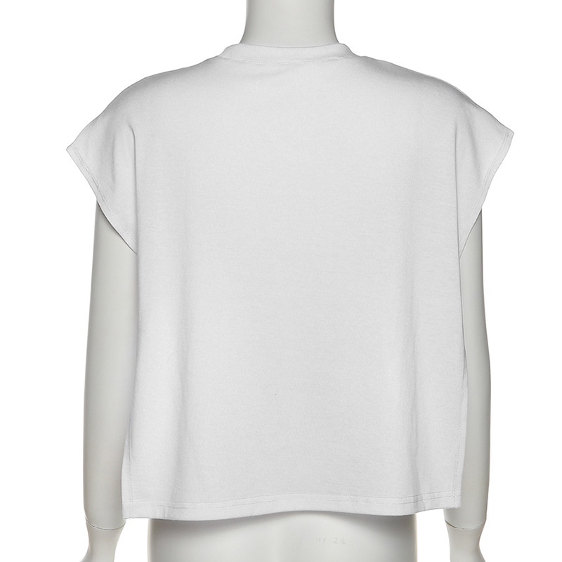 Áo Croptop Cổ Tròn Dáng Rộng In Họa Tiết Cá Tính Cho Nữ