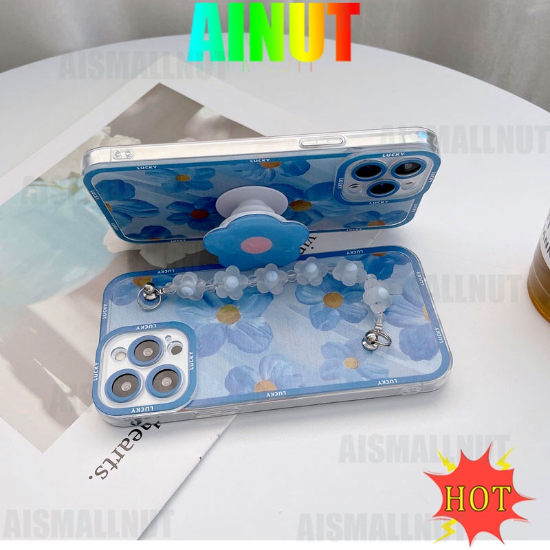 Ốp Điện Thoại Silicon TPU Mềm Chống Sốc Chống Bụi In Hình Hoa Có Giá Đỡ Cho iPhone11 12 Pro Max 7 8 Plus X 13 XR XSMAX