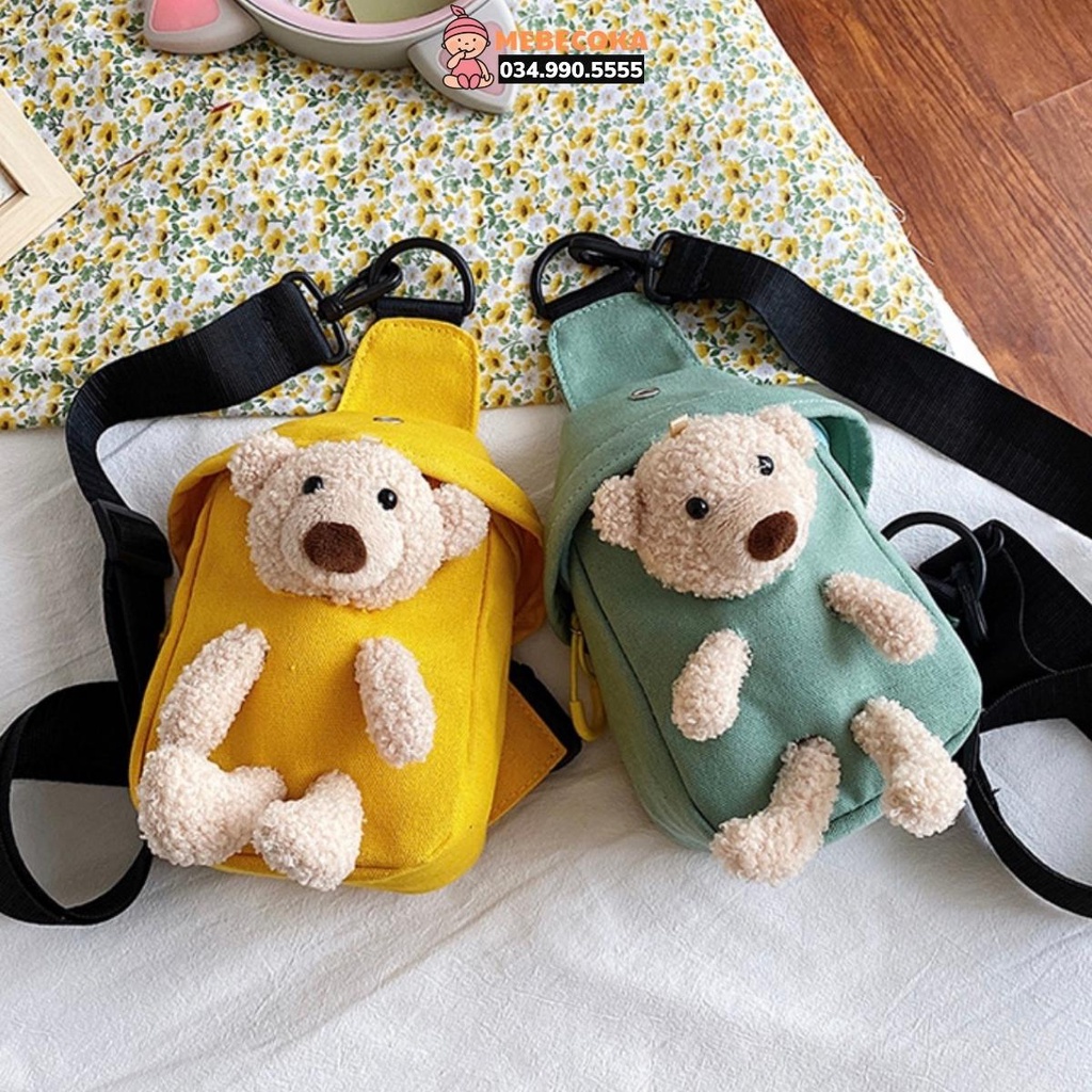 Túi đeo chéo cho mẹ bé hình GẤU dễ thương, túi trẻ em mini đi chơi – du lịch phong cách HÀN QUỐC
