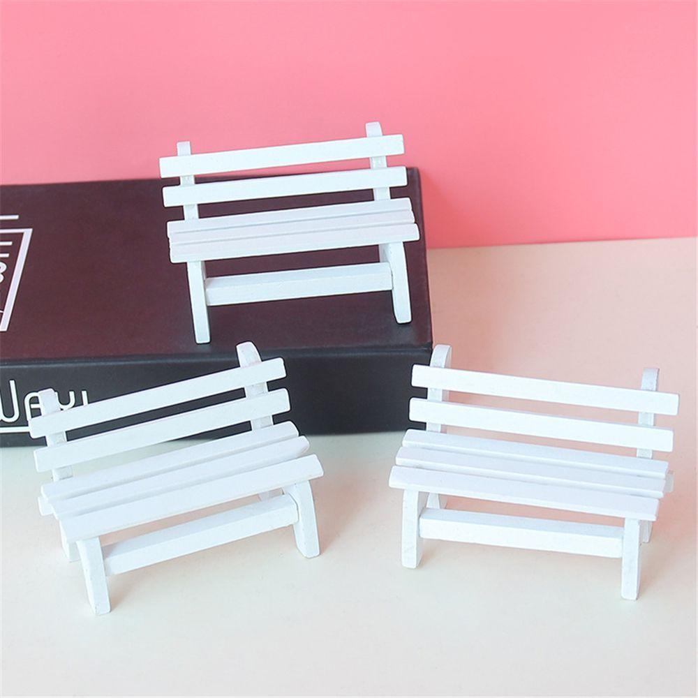 Mô Hình Ghế Dài Mini Màu Trắng Dùng Trang Trí Sân Vườn DIY