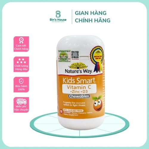 Viên Nhai Nature’s Way Kids Smart Vitamin C+ZinC+D3 Chewable Tablets Bổ Sung Vitamin Cho Bé Phát Triển Toàn Diện 75 Viên