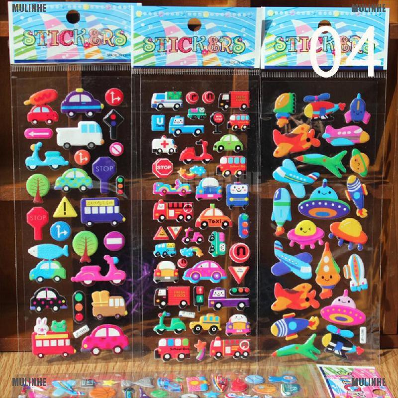 Set 10 Sticker Hoạt Hình 3D Cổ Điển