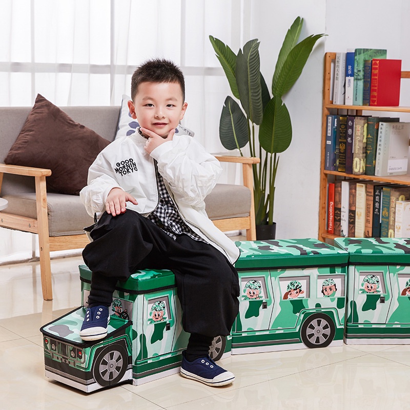 Thùng đựng đồ chơi cho bé hộp xe gấp gọn ô tô tàu hoả trẻ em ghế ngồi cartoon train foldable toy storage box for kids