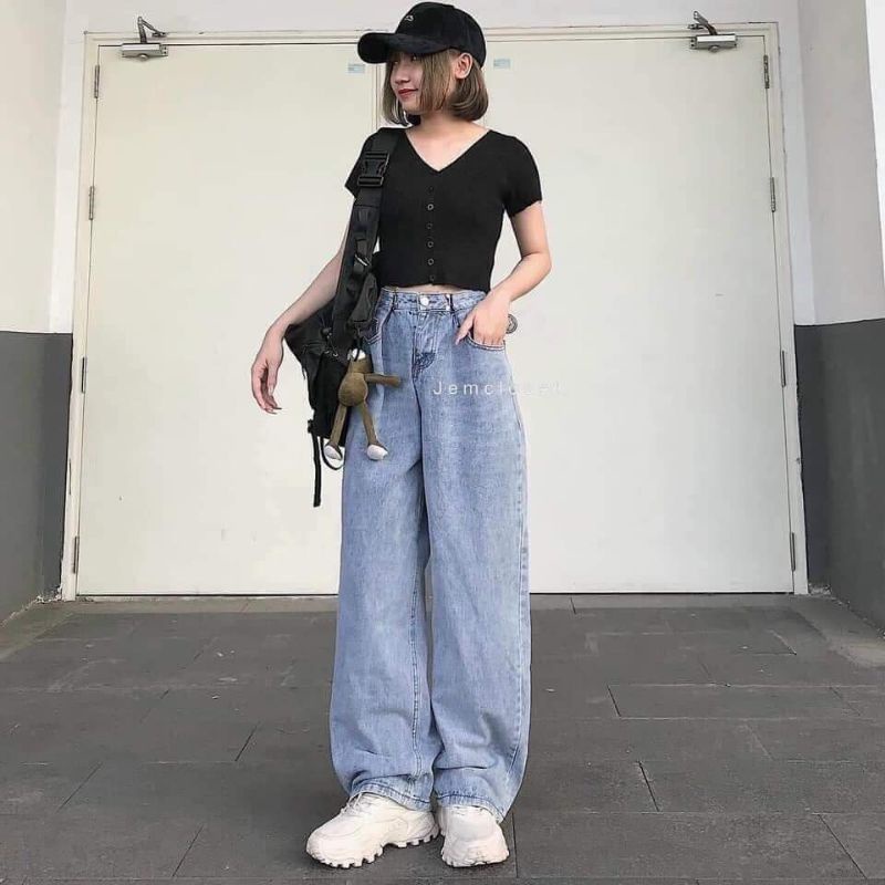 Quần Jean Ống Rộng GÀI EO Ulzzang Unisex mặc lên cực tôn dáng UnUnisex