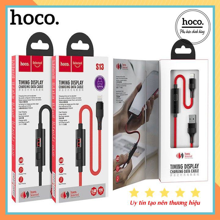 Cáp Sạc Micro Hoco S13 Hẹn Giờ Sạc Có Đèn Led Hiển Thị Màn Hình - Hỗ Trợ QC3.0 Chính Hãng