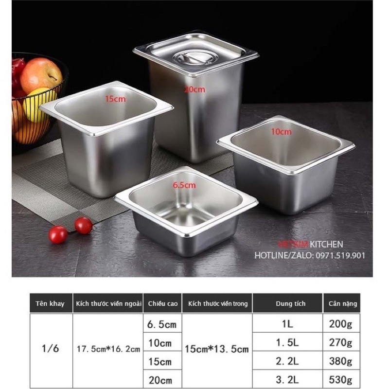 Khay Đựng Thạch Trà Sữa Inox 304 Cao Cấp ( Sâu 10cm)