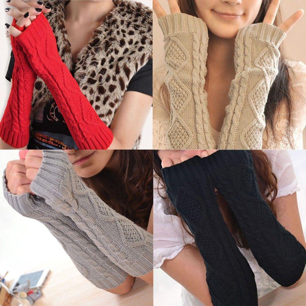 Găng Tay Dài Màu Trơn Giữ Ấm Cánh Tay Cho Nữ