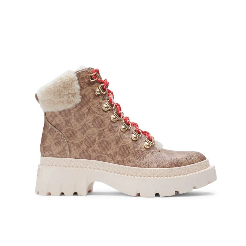 Coach Janel Signature Coated Canvas Hiking Boots
