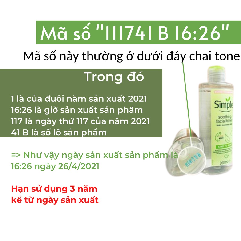 Nước hoa hồng toner Simple Soothing cân bằng da không cồn cấp ẩm DA03