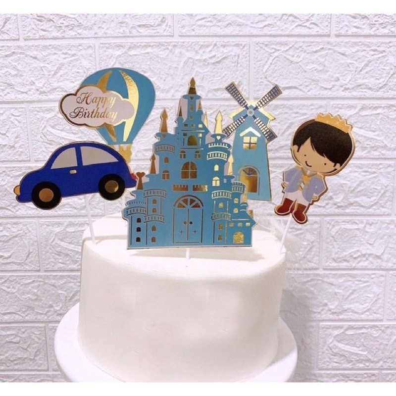 Combo 5 set cắm hoàng tử, công chúa, lâu đài trang trí bánh kem, bánh sinh nhật