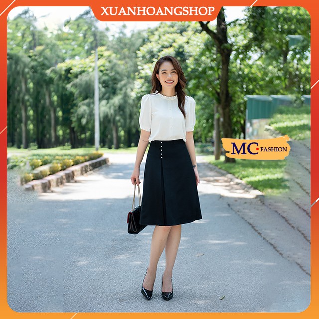 Chân Váy Chữ A Công Sở Nữ, Lưng Cao, Dáng Xòe Mc Fashion, Chất Co Giãn, Đủ Size, Màu Đen Cv0471 | BigBuy360 - bigbuy360.vn